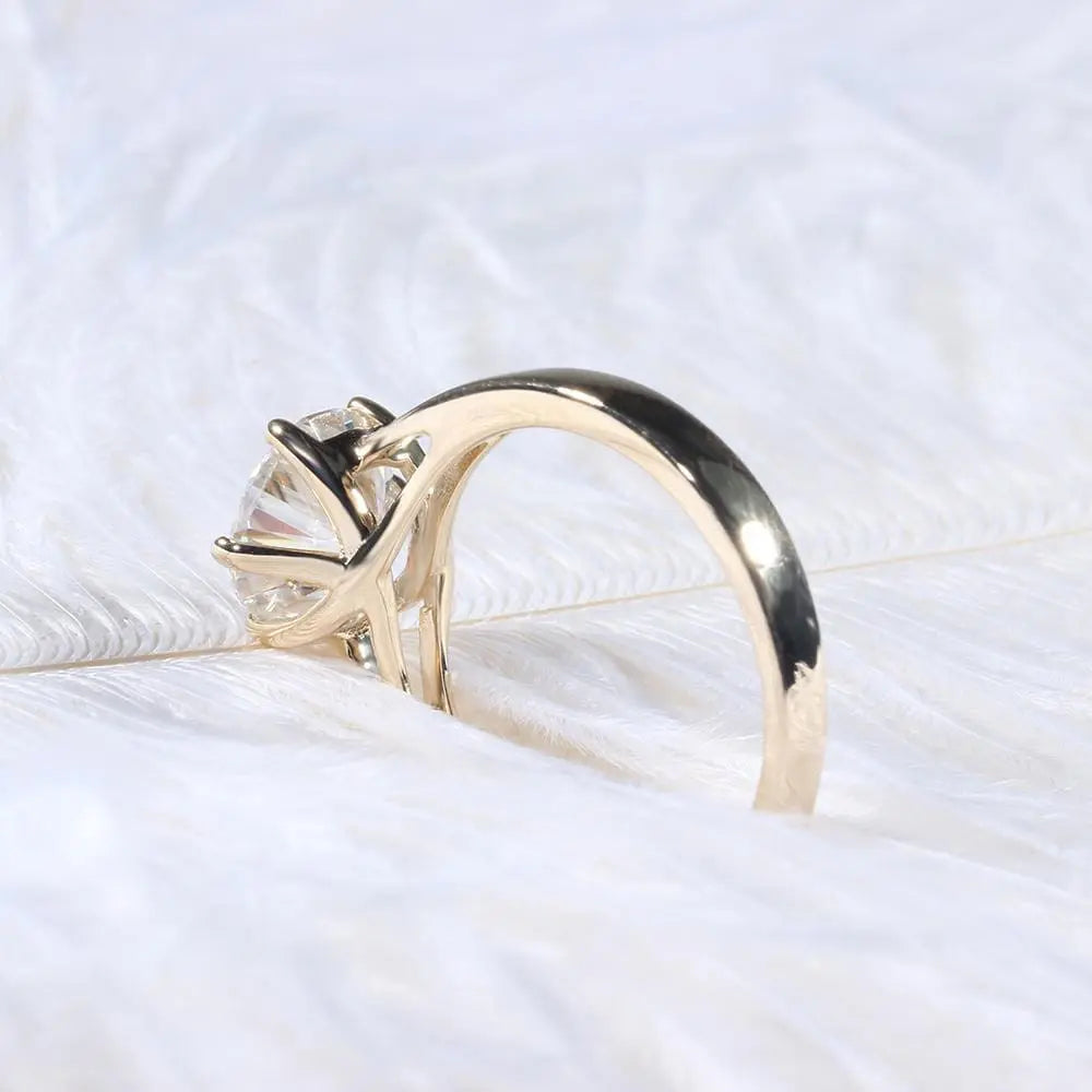14k Yellow Gold Solitaire Moissanite Ring 2ct Moissanite Engagement Rings & Jewelry | Luxus Moissanite | Best Engagement Ring Shape