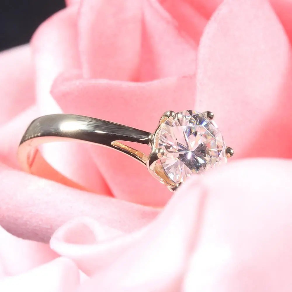 14k Yellow Gold Solitaire Moissanite Ring 2ct Moissanite Engagement Rings & Jewelry | Luxus Moissanite | Best Engagement Ring Shape