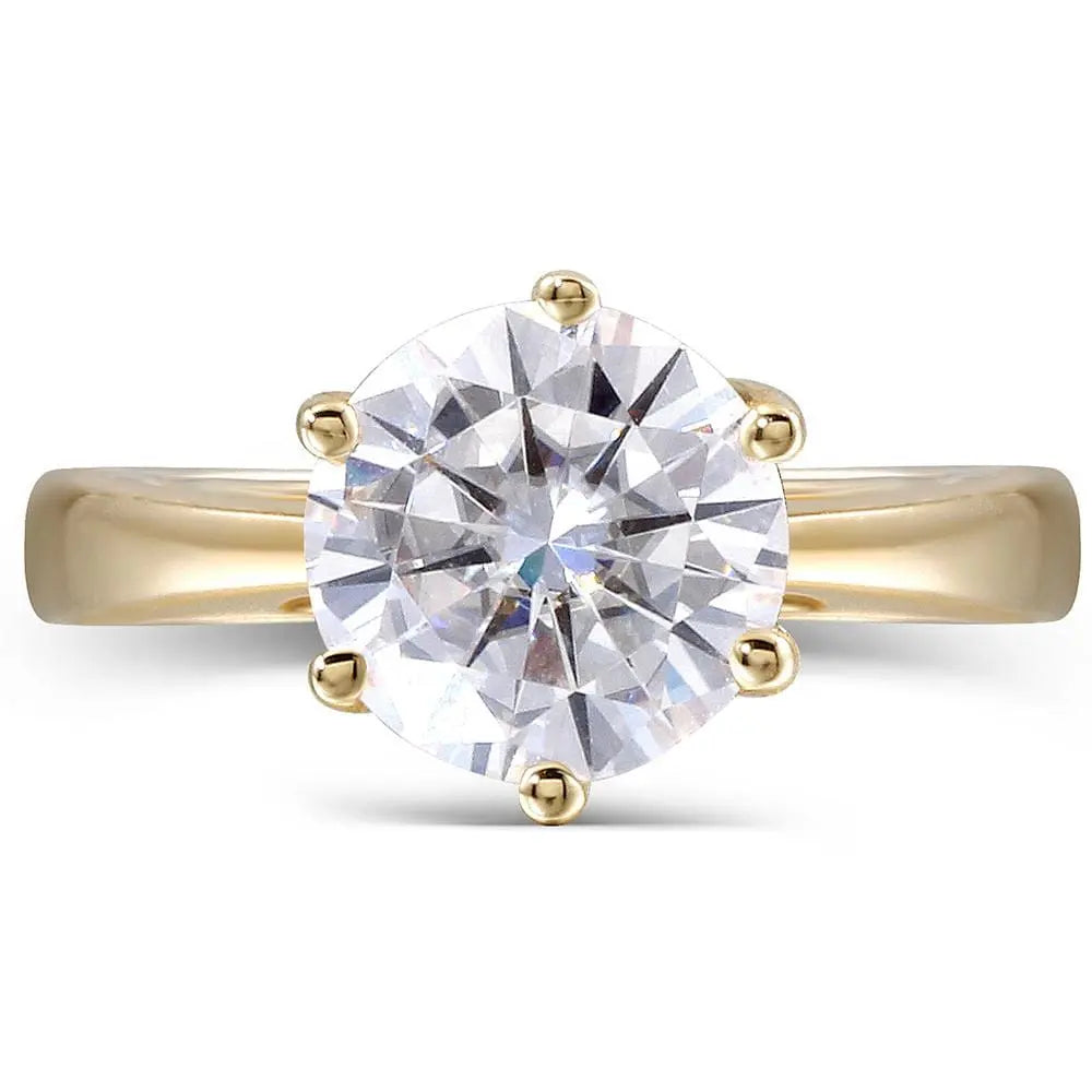 14k Yellow Gold Solitaire Moissanite Ring 2ct Moissanite Engagement Rings & Jewelry | Luxus Moissanite  | Best Engagement Ring Shape