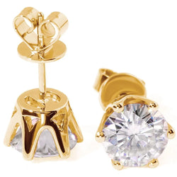 14k Yellow Gold Stud Moissanite Earrings 0.5ctw - 2.4ctw Options Moissanite Engagement Rings & Jewelry | Luxus Moissanite