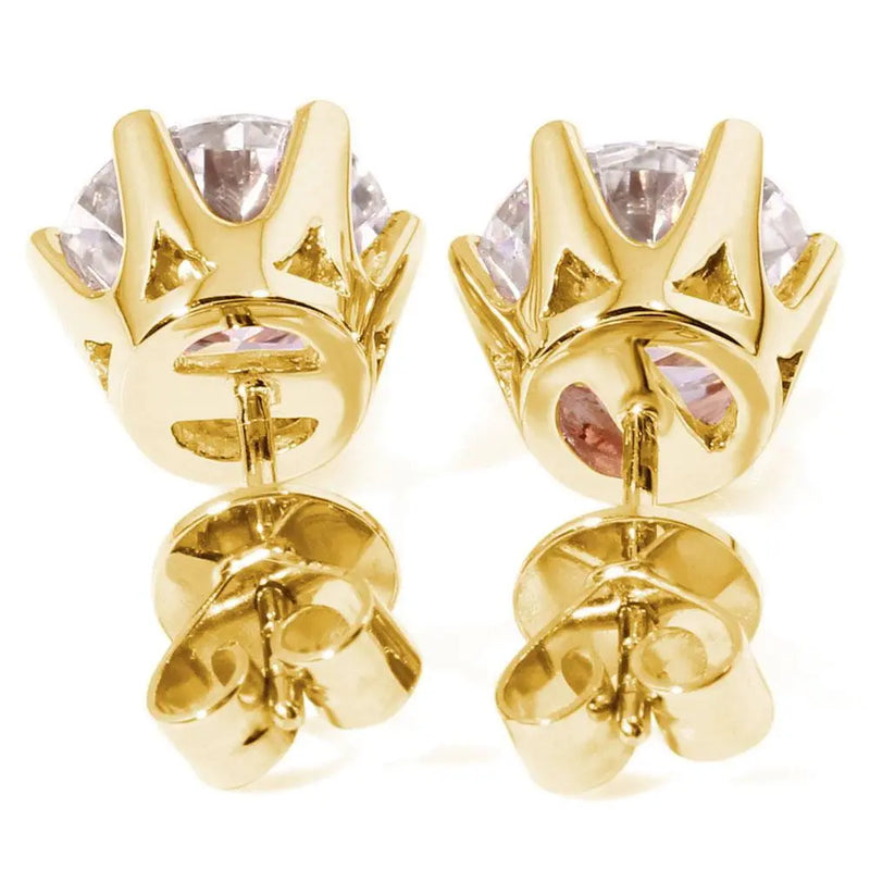 14k Yellow Gold Stud Moissanite Earrings 0.5ctw - 2.4ctw Options Moissanite Engagement Rings & Jewelry | Luxus Moissanite