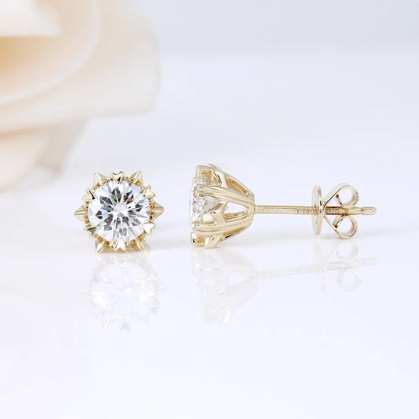 14k Yellow Gold Stud Moissanite Earrings 1.2ctw – Luxus Moissanite