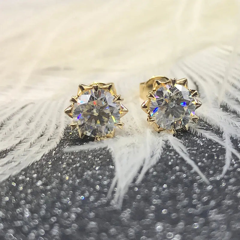 14k Yellow Gold Stud Moissanite Earrings 1.2ctw Moissanite Engagement Rings & Jewelry | Luxus Moissanite