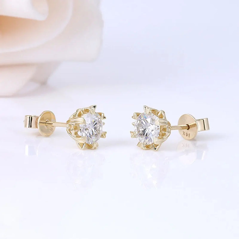 14k Yellow Gold Stud Moissanite Earrings 1.2ctw Moissanite Engagement Rings & Jewelry | Luxus Moissanite