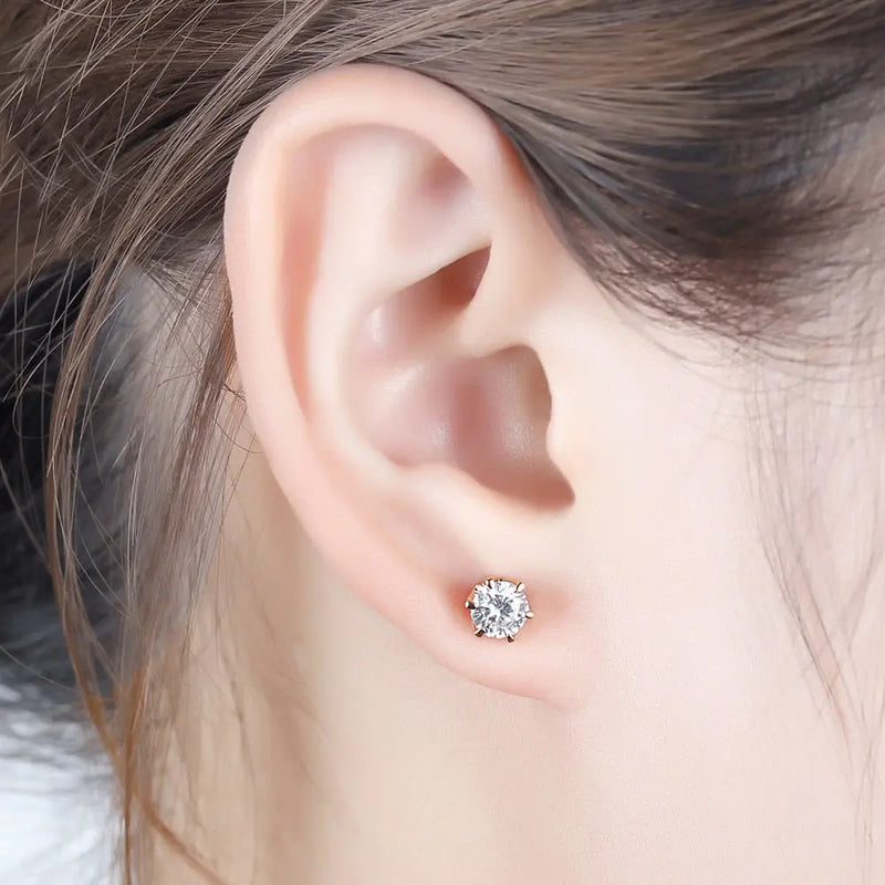 14k Yellow Gold Stud Moissanite Earrings 1ctw Moissanite Engagement Rings & Jewelry | Luxus Moissanite
