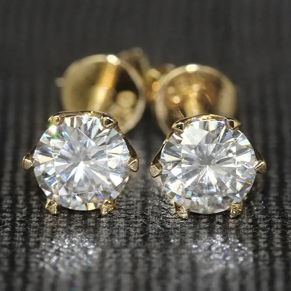Moissanite stud earrings yellow gold Clearance