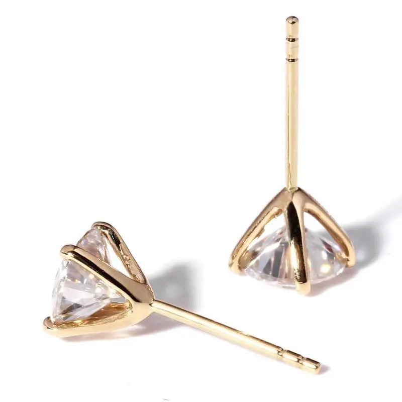 14k Yellow Gold Stud Moissanite Earrings 2ctw Moissanite Engagement Rings & Jewelry | Luxus Moissanite