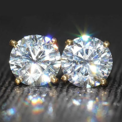 14k Yellow Gold Stud Moissanite Earrings 2ctw Moissanite Engagement Rings & Jewelry | Luxus Moissanite | Cute Trendy Earrings