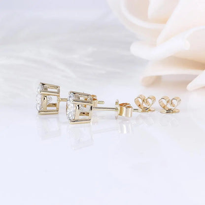 14k Yellow Gold Stud Moissanite Earrings 2ctw Moissanite Engagement Rings & Jewelry | Luxus Moissanite Yellow Gold Studs