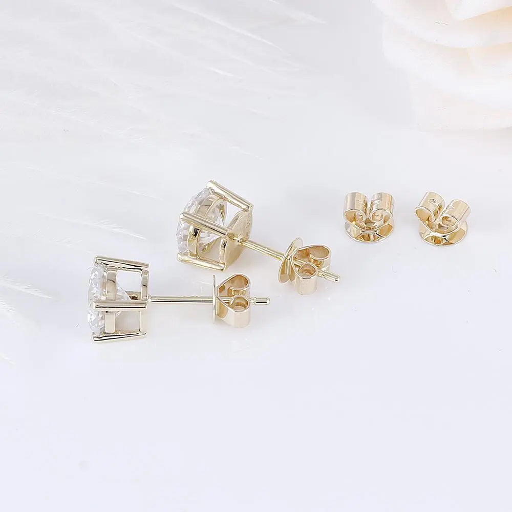 14k Yellow Gold Stud Moissanite Earrings 2ctw Moissanite Engagement Rings & Jewelry | Luxus Moissanite Yellow Gold Studs