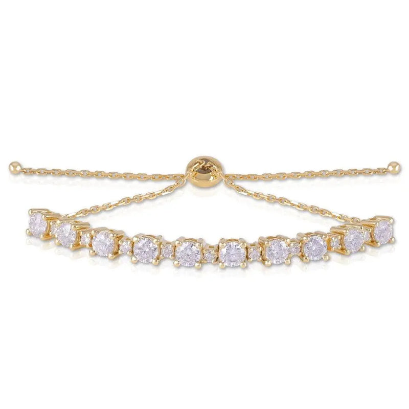 14k Yellow Gold Tennis Moissanite Cute Bracelet 2.8ctw