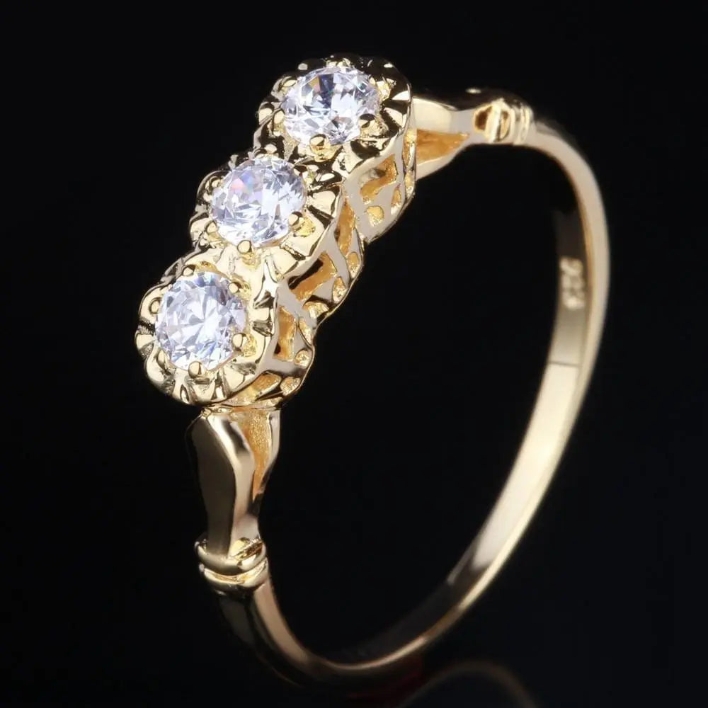 14k Yellow Gold Vintage / Unique Moissanite Ring 0.3ct Total Moissanite Engagement Rings & Jewelry | Luxus Moissanite | Best Women Engagement Rings Collection!
