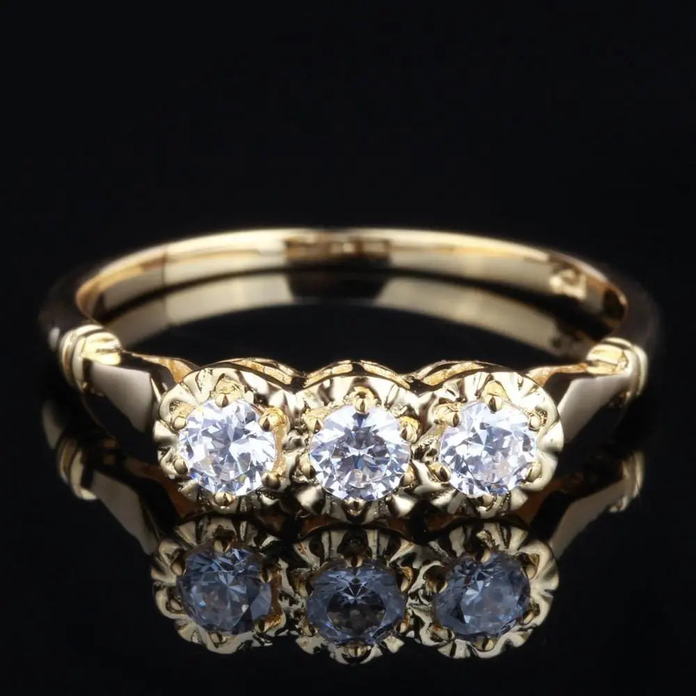 14k Yellow Gold Vintage / Unique Moissanite Ring 0.3ct Total Moissanite Engagement Rings & Jewelry | Luxus Moissanite | Best Women Engagement Rings Collection!