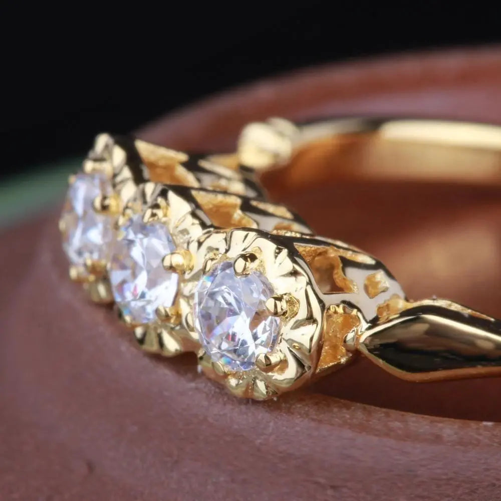 14k Yellow Gold Vintage / Unique Moissanite Ring 0.3ct Total Moissanite Engagement Rings & Jewelry | Luxus Moissanite | Best Women Engagement Rings Collection!