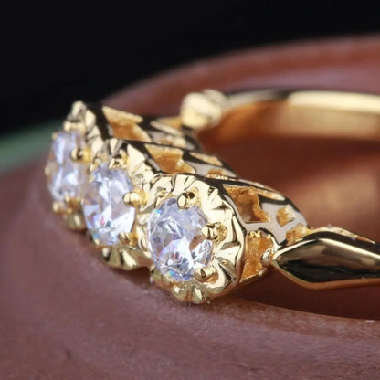 14k Yellow Gold Vintage / Unique Moissanite Ring 0.3ct Total Moissanite Engagement Rings & Jewelry | Luxus Moissanite | Best Women Engagement Rings Collection!