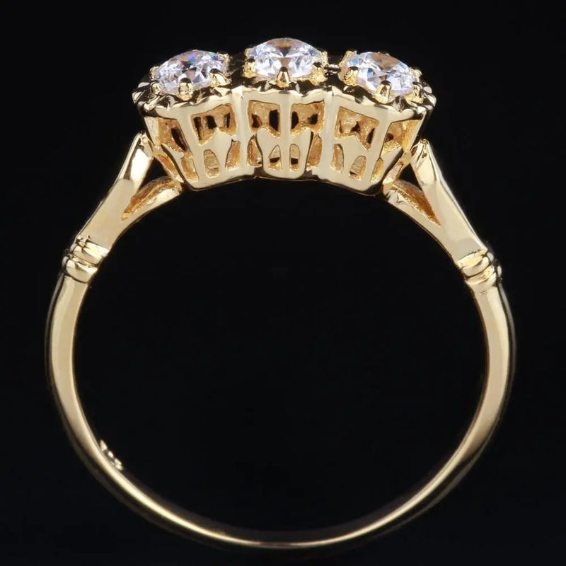 14k Yellow Gold Vintage / Unique Moissanite Ring 0.3ct Total Moissanite Engagement Rings & Jewelry | Luxus Moissanite
