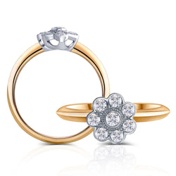 14k Yellow & White Gold Moissanite Ring 8 Stones 0.24ct Total Moissanite Engagement Rings & Jewelry | Luxus Moissanite