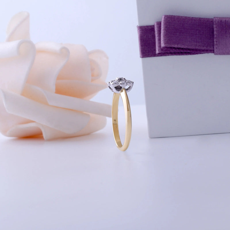 14k Yellow & White Gold Moissanite Ring 8 Stones 0.24ct Total Moissanite Engagement Rings & Jewelry | Luxus Moissanite