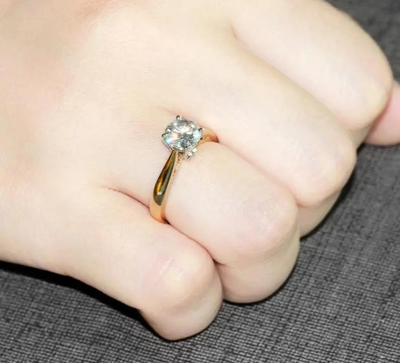 14k Yellow & White Gold Vintage Moissanite Ring 1ct Moissanite Engagement Rings & Jewelry | Luxus Moissanite | White Gold Vintage Ring