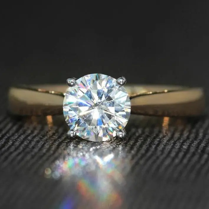 14k Yellow & White Gold Vintage Moissanite Ring 1ct Moissanite Engagement Rings & Jewelry | Luxus Moissanite | White Gold Vintage Ring