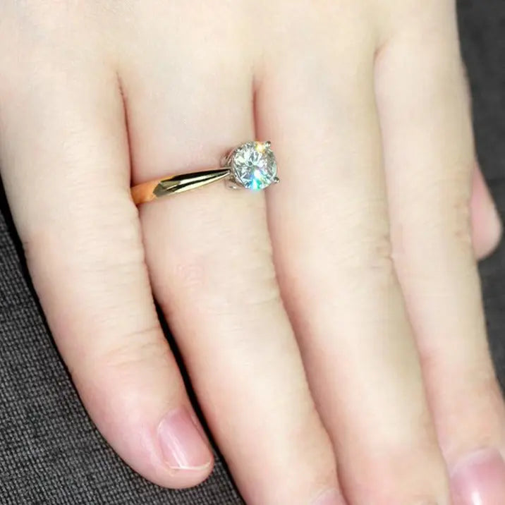 14k Yellow & White Gold Vintage Moissanite Ring 1ct Moissanite Engagement Rings & Jewelry | Luxus Moissanite