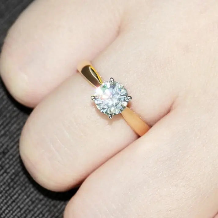 14k Yellow & White Gold Vintage Moissanite Ring 1ct Moissanite Engagement Rings & Jewelry | Luxus Moissanite