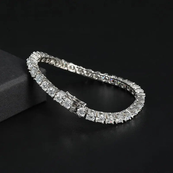 18K WHITE GOLD PLATED MOISSANITE TENNIS BRACELET 15ctw Moissanite Engagement Rings & Jewelry | Luxus Moissanite