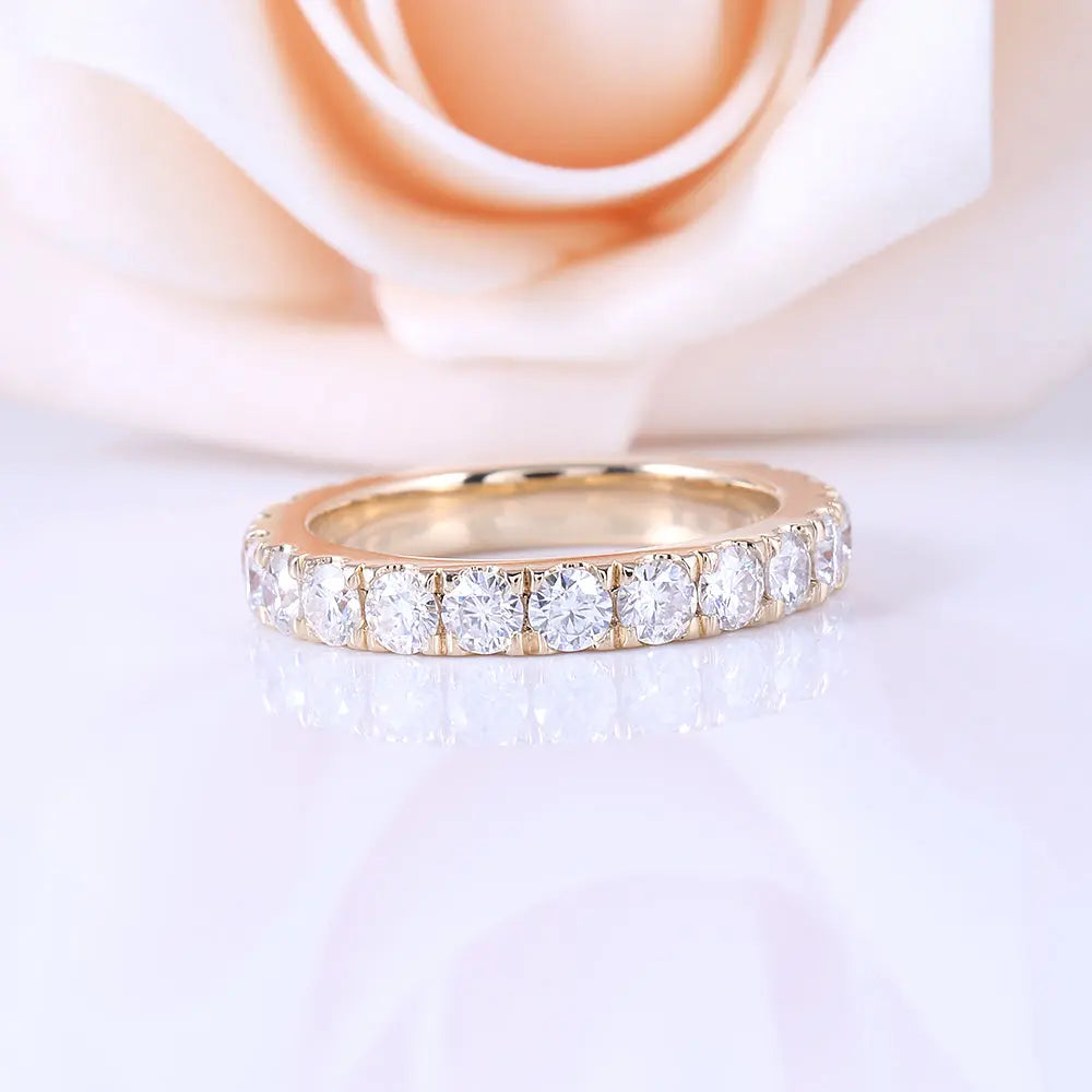 18k / 14k Yellow Gold Moissanite Eternity Band 2ct Total Moissanite Engagement Rings & Jewelry | Luxus Moissanite Yellow Gold Wedding Ring Women