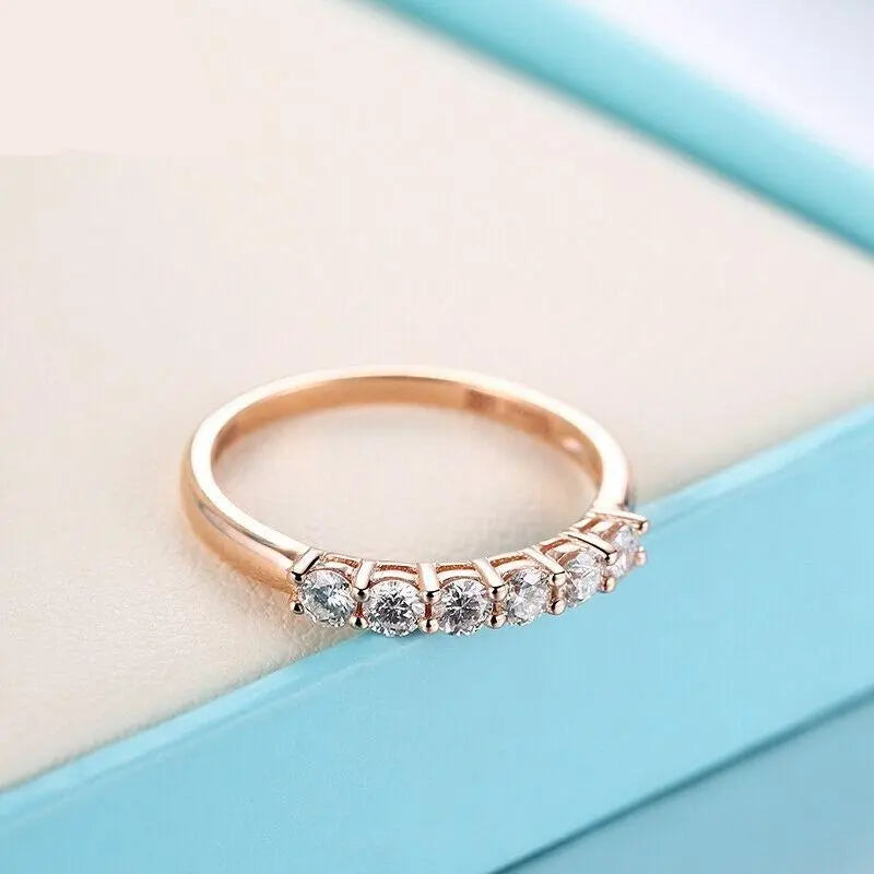 18k Rose Gold 6 Stone Moissanite Anniversary Ring 0.4ct Total Moissanite Engagement Rings & Jewelry | Luxus Moissanite