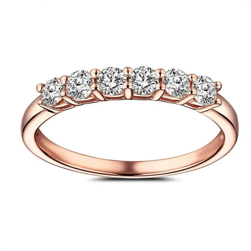 18k Rose Gold 6 Stone Moissanite Anniversary Ring 0.4ct Total Moissanite Engagement Rings & Jewelry | Luxus Moissanite | Best Wedding Ring Brands 