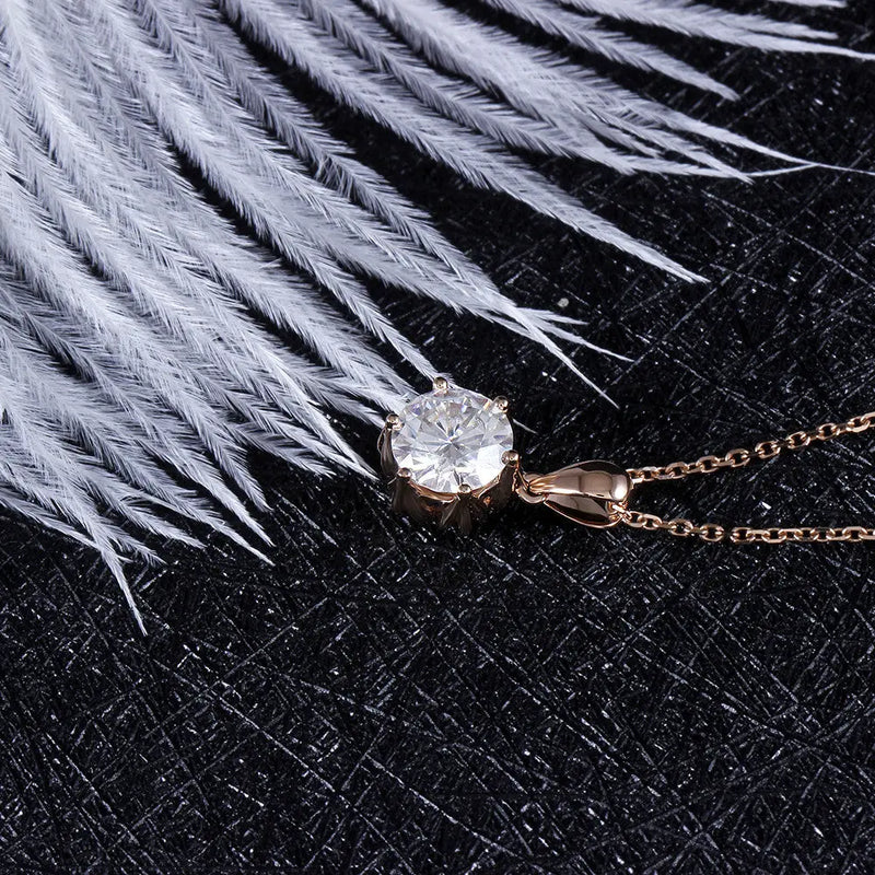 18k Rose Gold Flower Moissanite Necklace 1ct Moissanite Engagement Rings & Jewelry | Luxus Moissanite