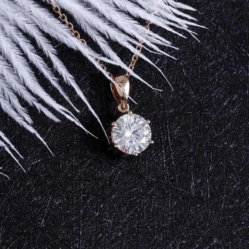 18k Rose Gold Flower Moissanite Necklace 1ct Moissanite Engagement Rings & Jewelry | Luxus Moissanite