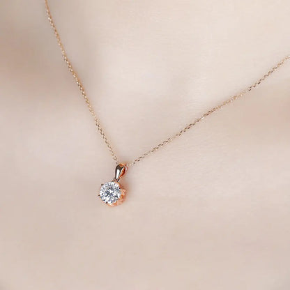 18k Rose Gold Flower Moissanite Necklace 1ct Moissanite Engagement Rings & Jewelry | Luxus Moissanite | Flower With Necklace