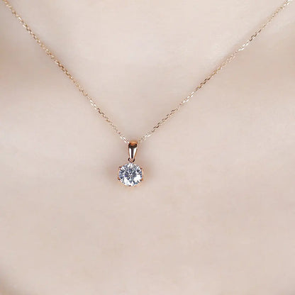 18k Rose Gold Flower Moissanite Necklace 1ct Moissanite Engagement Rings & Jewelry | Luxus Moissanite | Flower With Necklace