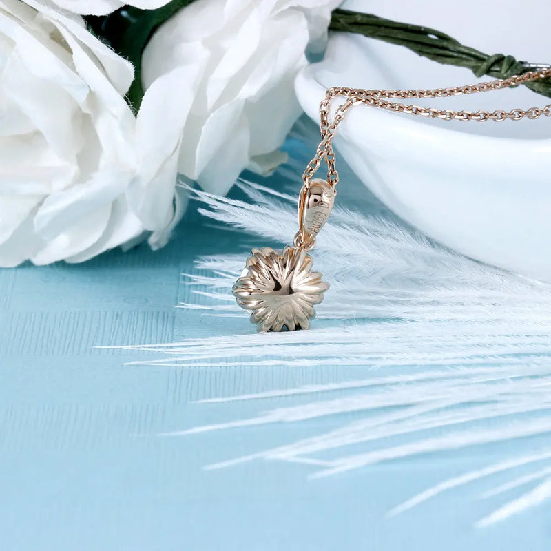 18k Rose Gold Flower Moissanite Necklace 1ct Moissanite Engagement Rings & Jewelry | Luxus Moissanite