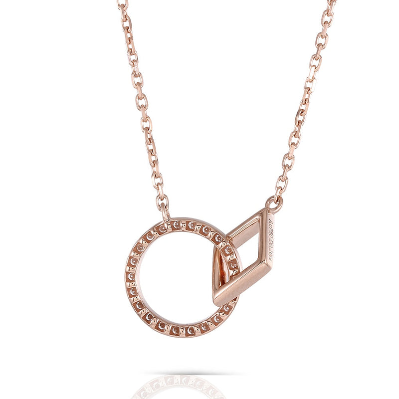 18k Rose Gold Interlocking Moissanite Necklace Moissanite Engagement Rings & Jewelry | Luxus Moissanite
