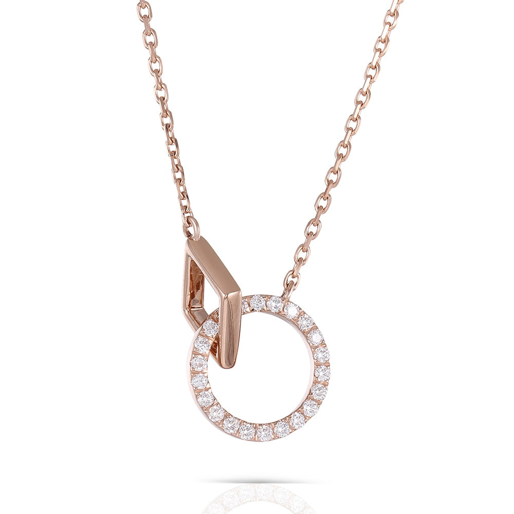 18k Rose Gold Interlocking Moissanite Necklace Moissanite Engagement Rings & Jewelry | Luxus Moissanite