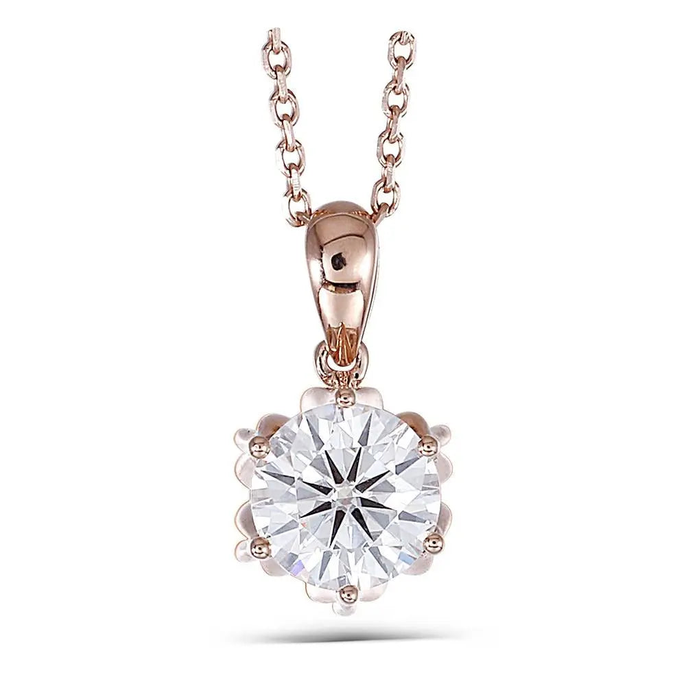 18k Rose Gold Moissanite Necklace 1ct Moissanite Engagement Rings & Jewelry | Necklace Rose Gold| Luxus Moissanite