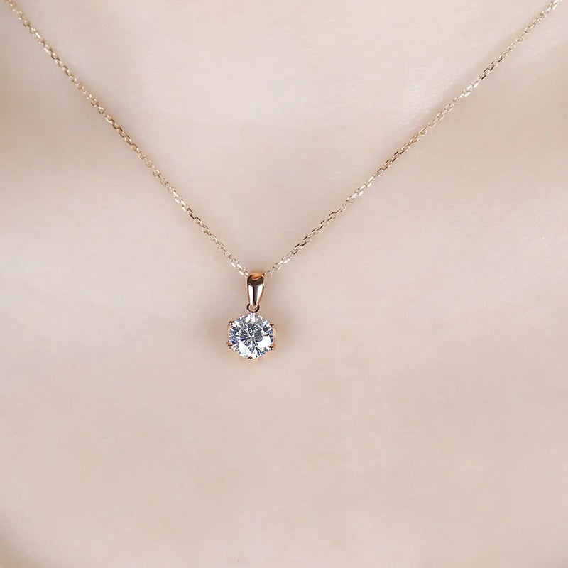 18k Rose Gold Moissanite Necklace 1ct Moissanite Engagement Rings & Jewelry | Luxus Moissanite