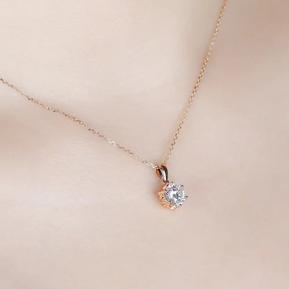 18k Rose Gold Moissanite Necklace 1ct Moissanite Engagement Rings & Jewelry | Necklace Rose Gold | Luxus Moissanite