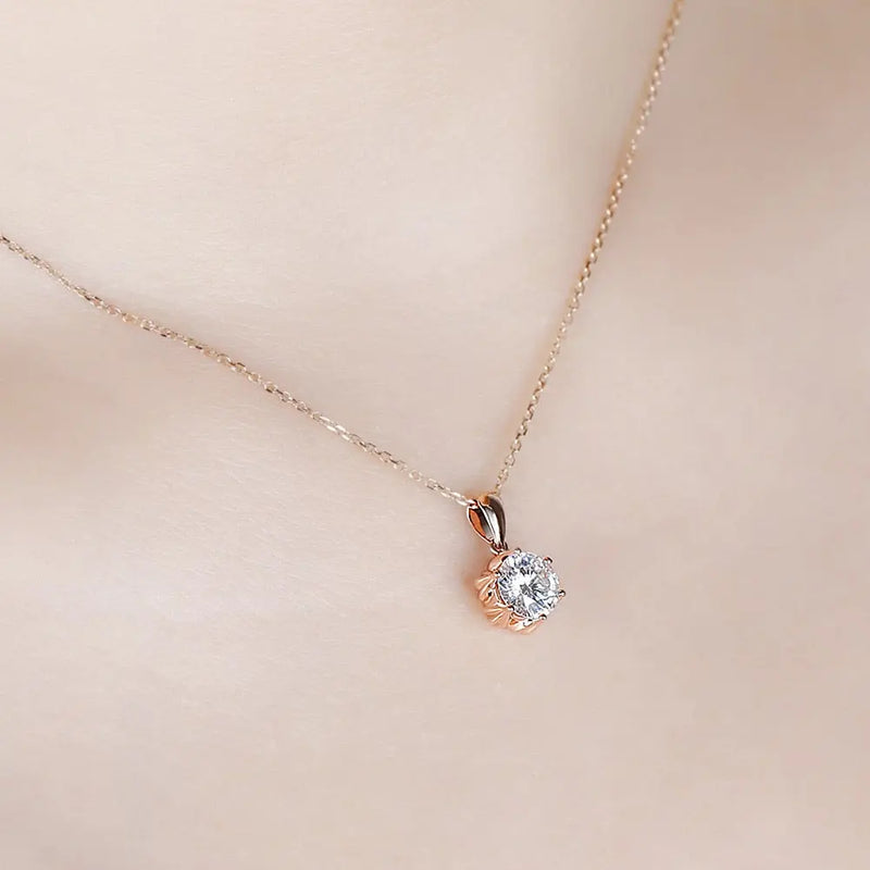18k Rose Gold Moissanite Necklace 1ct Moissanite Engagement Rings & Jewelry | Luxus Moissanite