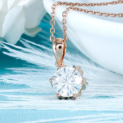 18k Rose Gold Moissanite Necklace 1ct Moissanite Engagement Rings & Jewelry | Luxus Moissanite