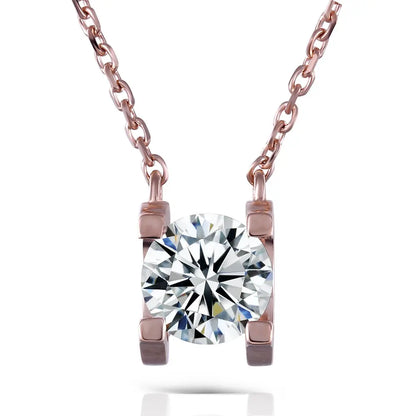 18k Rose Gold Moissanite Necklace 1ct Stone Moissanite Engagement Rings & Jewelry | Rose Gold Necklace Luxus Moissanite 