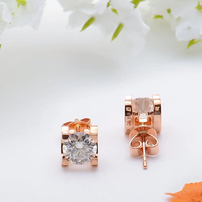 18k Rose Gold Stud Moissanite Earrings 1.6ctw Moissanite Engagement Rings & Jewelry | |  Rose Gold Studs | Luxus Moissanite