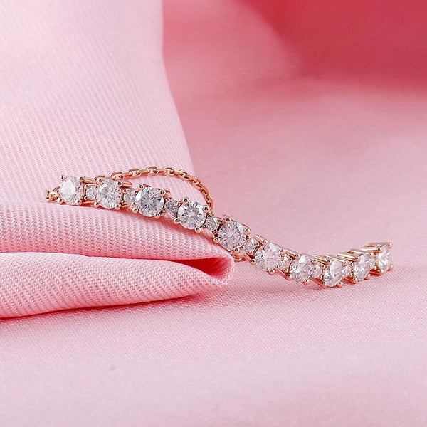 18k Rose Gold Tennis Moissanite Bracelet 2.8ctw Moissanite Engagement Rings & Jewelry | Luxus Moissanite