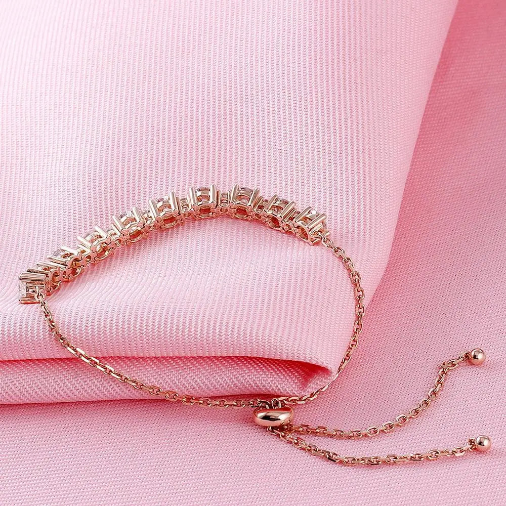 18k Rose Gold Tennis Moissanite Bracelet 2.8ctw Moissanite Engagement Rings & Jewelry | Luxus Moissanite