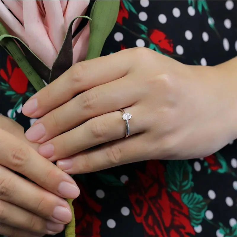 White Yellow Rose Gold Rings for Woman Oval Cut Moissanite