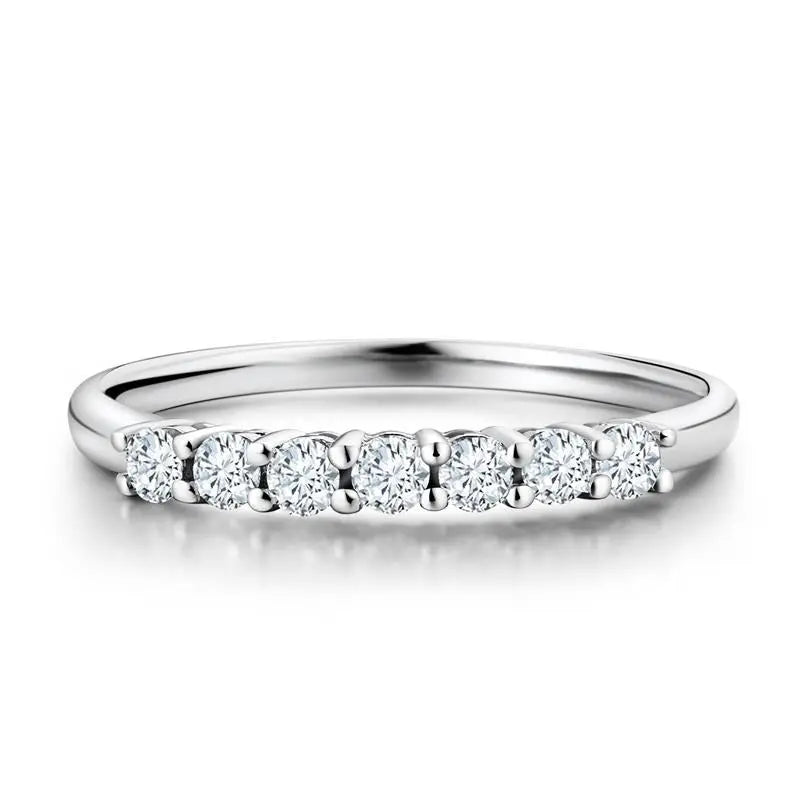 18k White Gold 7 Stone Moissanite Anniversary Band 0.21ct Moissanite Engagement Rings & Jewelry | Luxus Moissanite Stone Jewelry Moissanite Anniversary Band