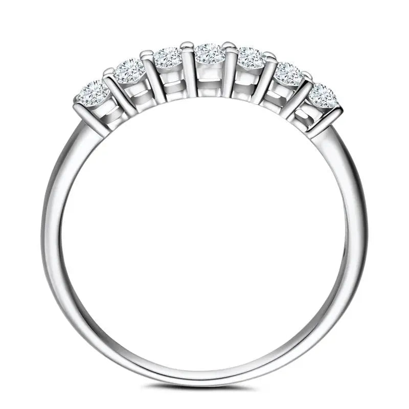 18k White Gold 7 Stone Moissanite Anniversary Band 0.21ct Moissanite Engagement Rings & Jewelry | Luxus Moissanite