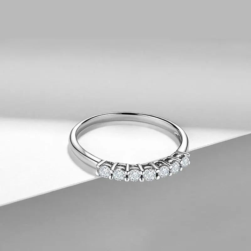18k White Gold 7 Stone Moissanite Anniversary Band 0.21ct Moissanite Engagement Rings & Jewelry | Luxus Moissanite
